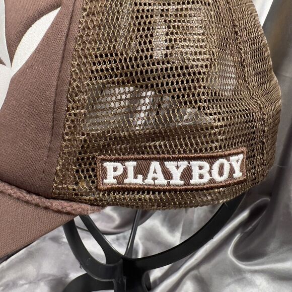 PLAYBOY X PACSUN Trucker Hat Dual Bunnies Bunny Mesh Snapback Brown Embroidered - Picture 4 of 9